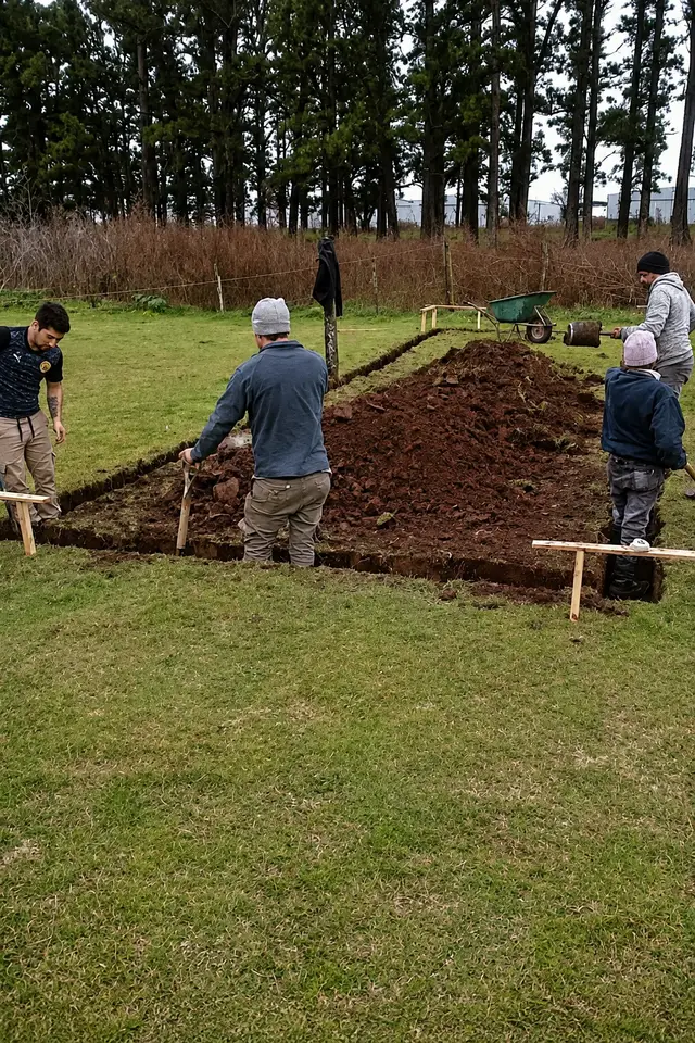 Equipo de Tisera Construcciones trabajando en el inicio de una obra